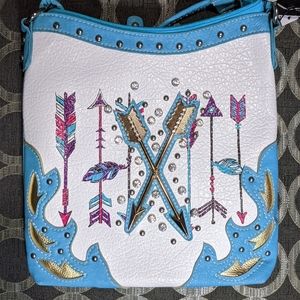 Arrow and feather crossbody